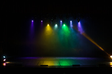 scene, stage light with colored spotlights