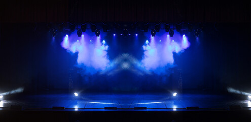 scene, stage light with colored spotlights