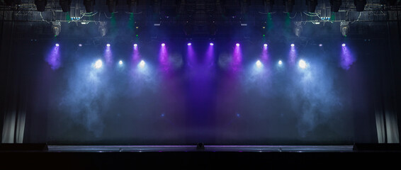 scene, stage light with colored spotlights