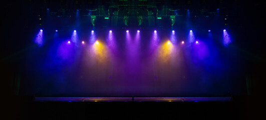 scene, stage light with colored spotlights