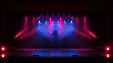 scene, stage light with colored spotlights