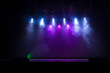 scene, stage light with colored spotlights
