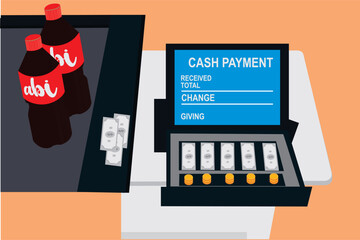 vector illustration of a credit card with money
