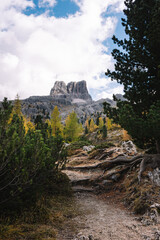 Mountain Lake - Lago di Limides Dolomites National Park Italy - Alpine landscape with mountains and lakes in autumn fall summer