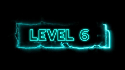 neon open sign Game Level 6 text word animation with electric style for live stream - Powered by Adobe