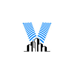 Obraz premium Luxury City Skyline Letter V ...