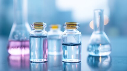 Essential Clinical Supply Chain Concept with Laboratory Glassware on Soft Focus Background