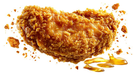 Golden Fried Delight: A crispy, golden-brown chicken fillet, cooked to perfection, enticing the taste buds with its appetizing appearance.