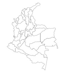 Obraz premium Detailed Outline Map of Colombia Regions and Departments