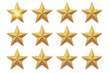 Obraz premium A collection of gold stars on a white background, symbolizing excellence and achievement