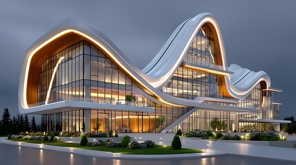 Obraz premium Luxury modern architectural design futuristic exterior high resolution image