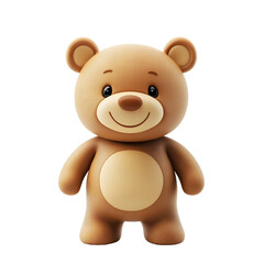 Cute Teddy Bear Cartoon Character Isolated on Transparent Background