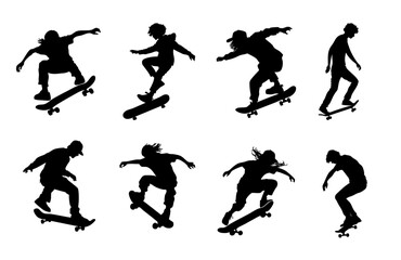 skater with skateboard silhouette collection