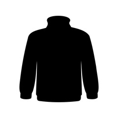 Black Silhouette of a Long Sleeved Turtleneck Pullover Sweater on White