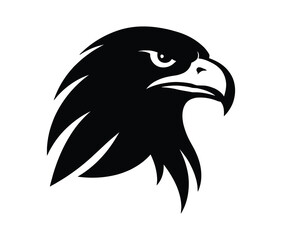 Obraz premium Black silhouette of a bald eagle head facing right on a white background bird