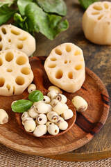 Fototapeta premium lotus root and seeds, a traditional Asian food