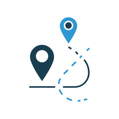 distance icons outline and Flat Style,transparent background