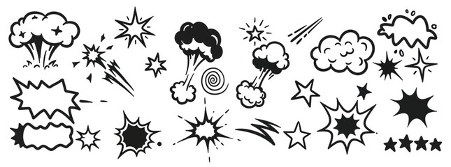 Naklejka premium collection of handdrawn comic book style explosions stars