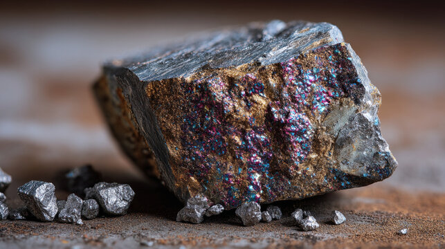 Raw Iridescent Mineral Stone with Vibrant Blue Purple and Gold Patches