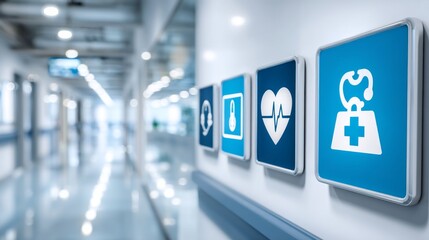 Signage and Icons in Modern Hospital Corridor Infrastructure for Healthcare Navigation