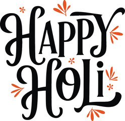 Happy Holi typography vector. Hand drawn lettering with colorful splashes for Indian festival of colors greeting card design © Tamimkhangeox