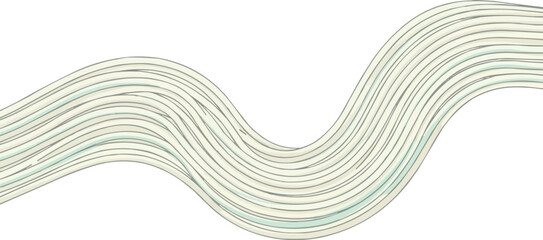 ボウルに流れる日本のうどんのミニマリストの抽象的な波線アート、ベクターイラスト、連続した麺のストランド、日本料理のアートワーク