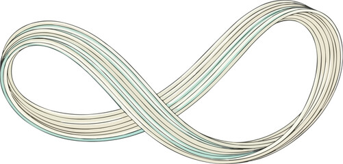 ボウルに流れる日本のうどんのミニマリストの抽象的な波線アート、ベクターイラスト、連続した麺のストランド、日本料理のアートワーク