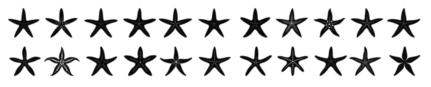 starfish silhouette clipart bundle