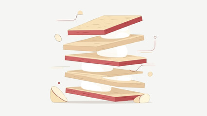 クリーム入りの層状ウエハースビスケット、サクサクしたスナックのイラスト、デザートと菓子のベクターイラスト、甘いお菓子のグラフィック、スナック食品のクリップアート