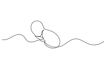 Minimalist one line drawing of a baby in a continuous stroke style isolated on white background