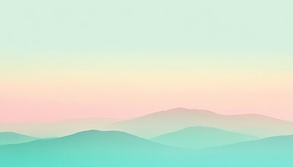 Obraz premium Serene Landscape of Calm Hills and Mountain Ranges Under a Gradient Sky with Pastel Colors