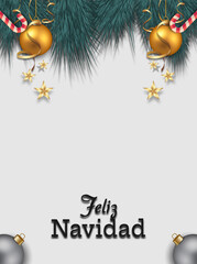 feliz navidad card design templates typhography text with branches