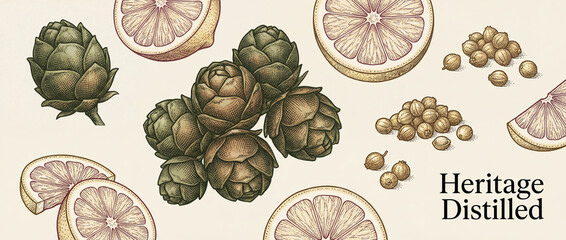 Explore the beauty of engraved vintage collection featuring artful design of botanicals and fruit elements, perfect for any occasion