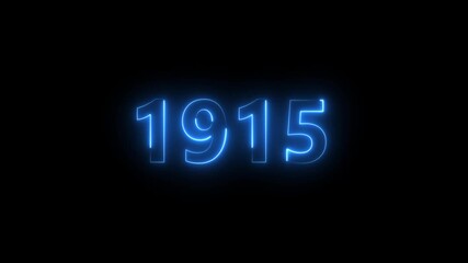 Abstract 1915 neon text animation ,For neon color Glowing neon number text background 4k video animation .