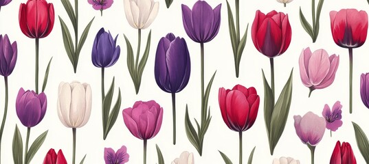 Fototapeta premium Spring Awakening An Elegant Display of Colorful Tulips Creating a Vibrant Floral Arrangement