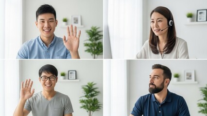 Diverse Group of Professionals Engaging in a Virtual Video Conference Call.