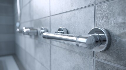 Modern Bathroom Design with Non-Slip Flooring and Grab Bars for Safety and Style