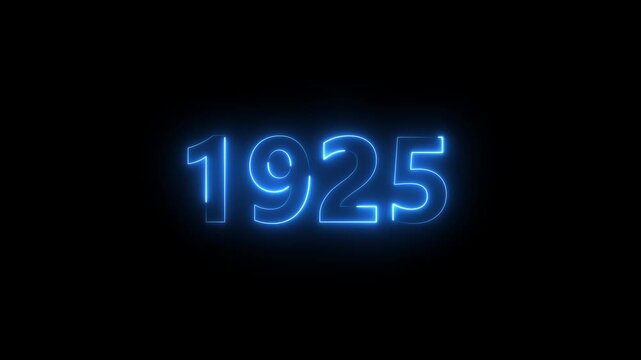 Abstract 1925 neon text animation ,For neon color Glowing neon number text background 4k video animation .