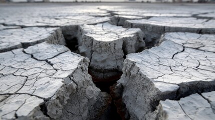 Drying Lake Reveals Cracked Ground in Seasonal Landscape Under Natural Light
