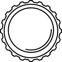 Beer bottle cap line art circular with ridged edge