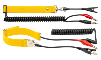 Electrical safety straps with clips isolated on transparent background