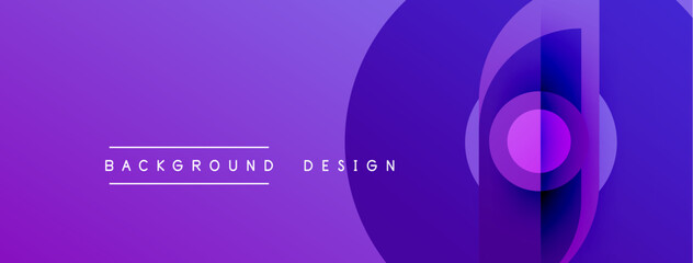Abstract purple gradient design. Concentric circles create dynamic visual effect. Text reads background design. Modern, sleek presentation.