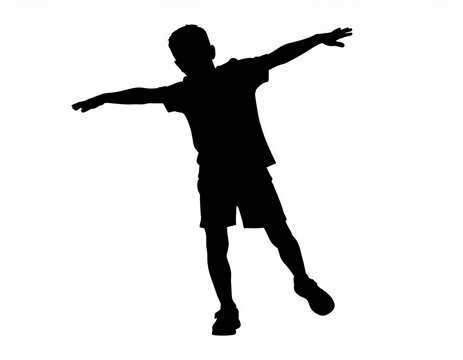 Silhouette of a Boy Dancing with Arms Outstretched