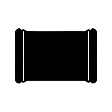 Black silhouette of a rectangular object with rounded edges and parallel lines