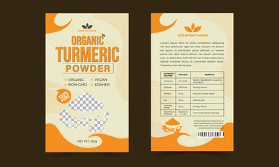 Turmeric Powder Packaging Label Template Design for Pouch