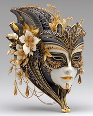 Royal black gold mask sculpture artistic elegance high resolution picture