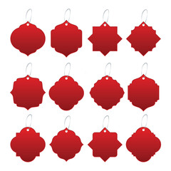 Red Vintage Price Tags Vector Illustration