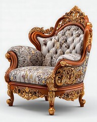 Royal classic armchair featuring floral upholstery design high resolution picture