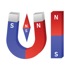 Blue and Red Gradient Magnet Vector Illustration