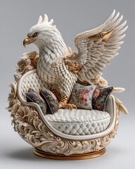 Royal white eagle armchair ornate decor high resolution picture
